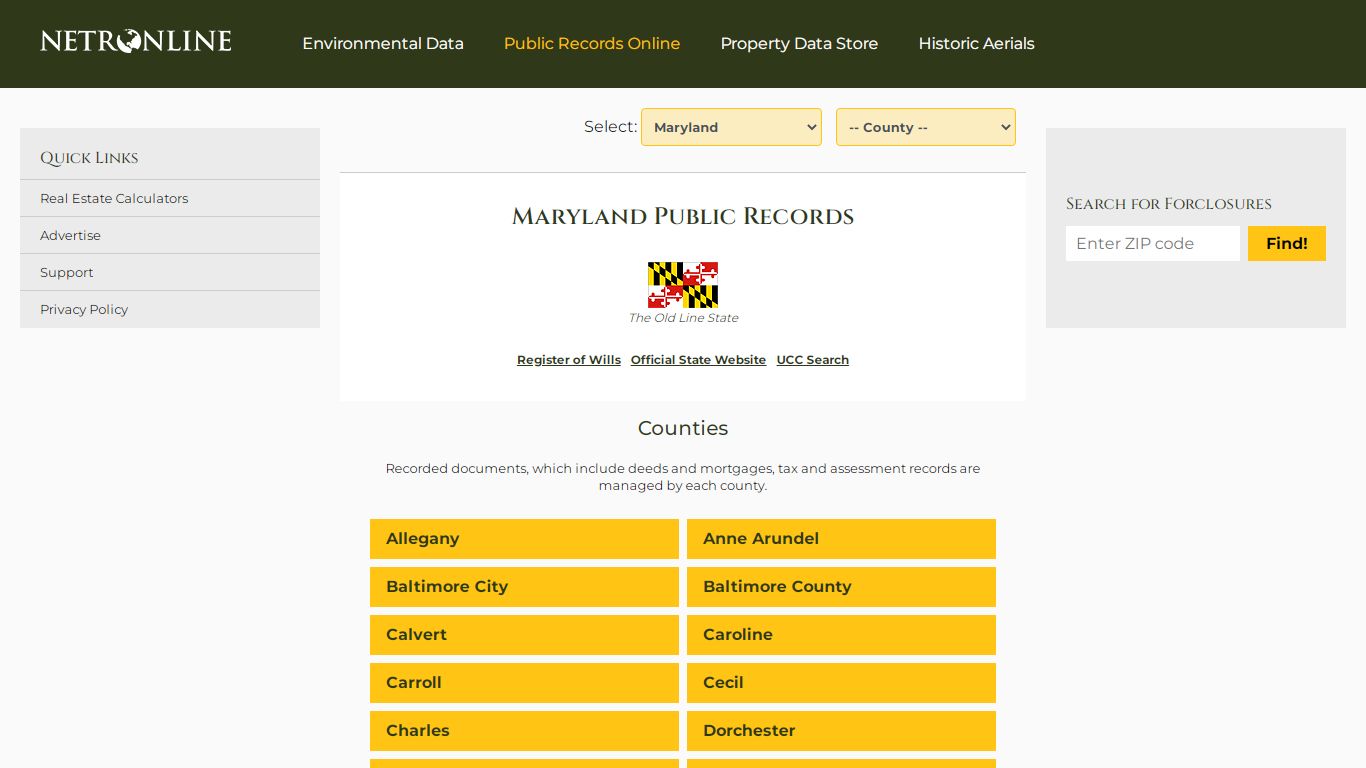 Maryland Public Records Online Directory - NETROnline.com